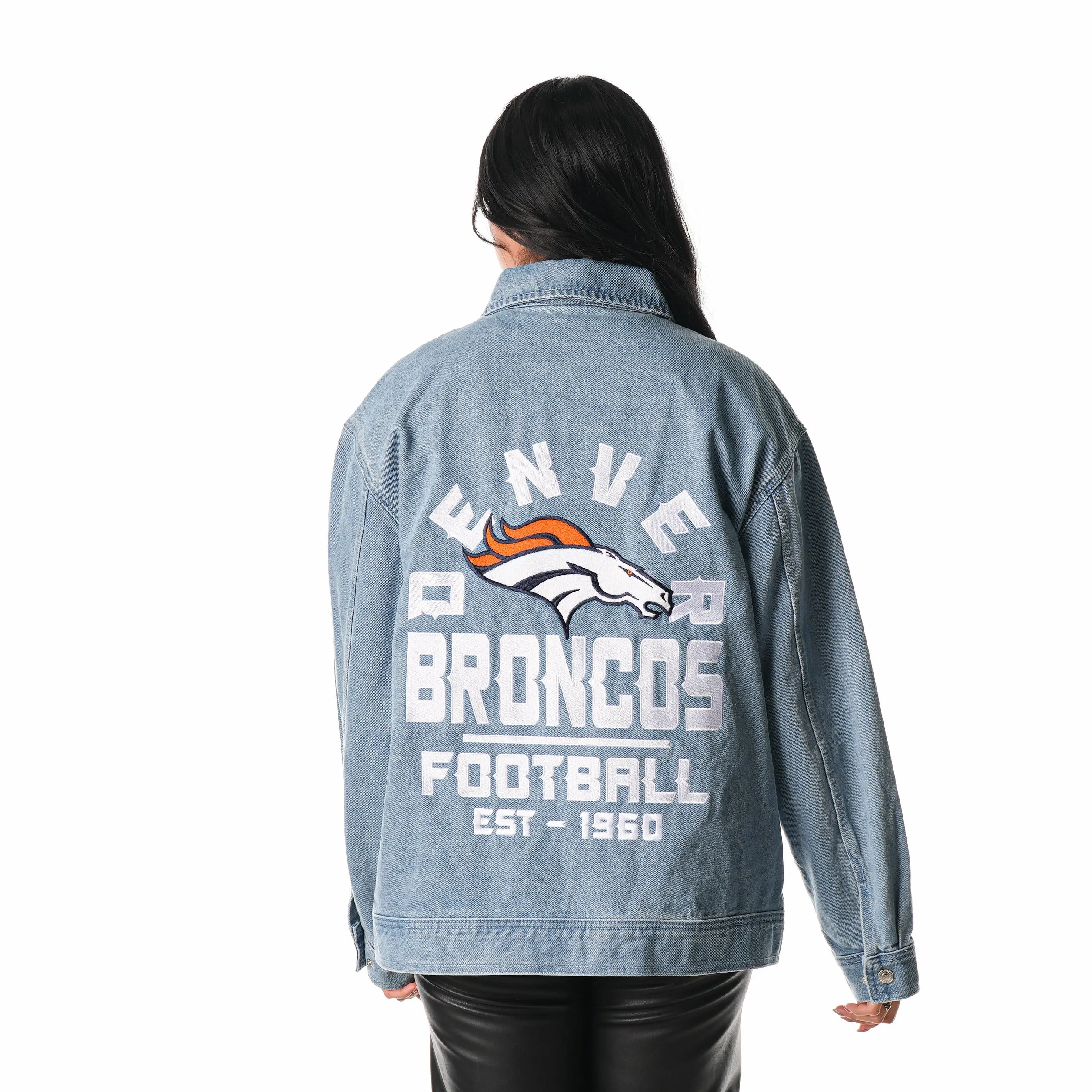 DENVER BRONCOS DENIM DENIM JACKET - BLUE