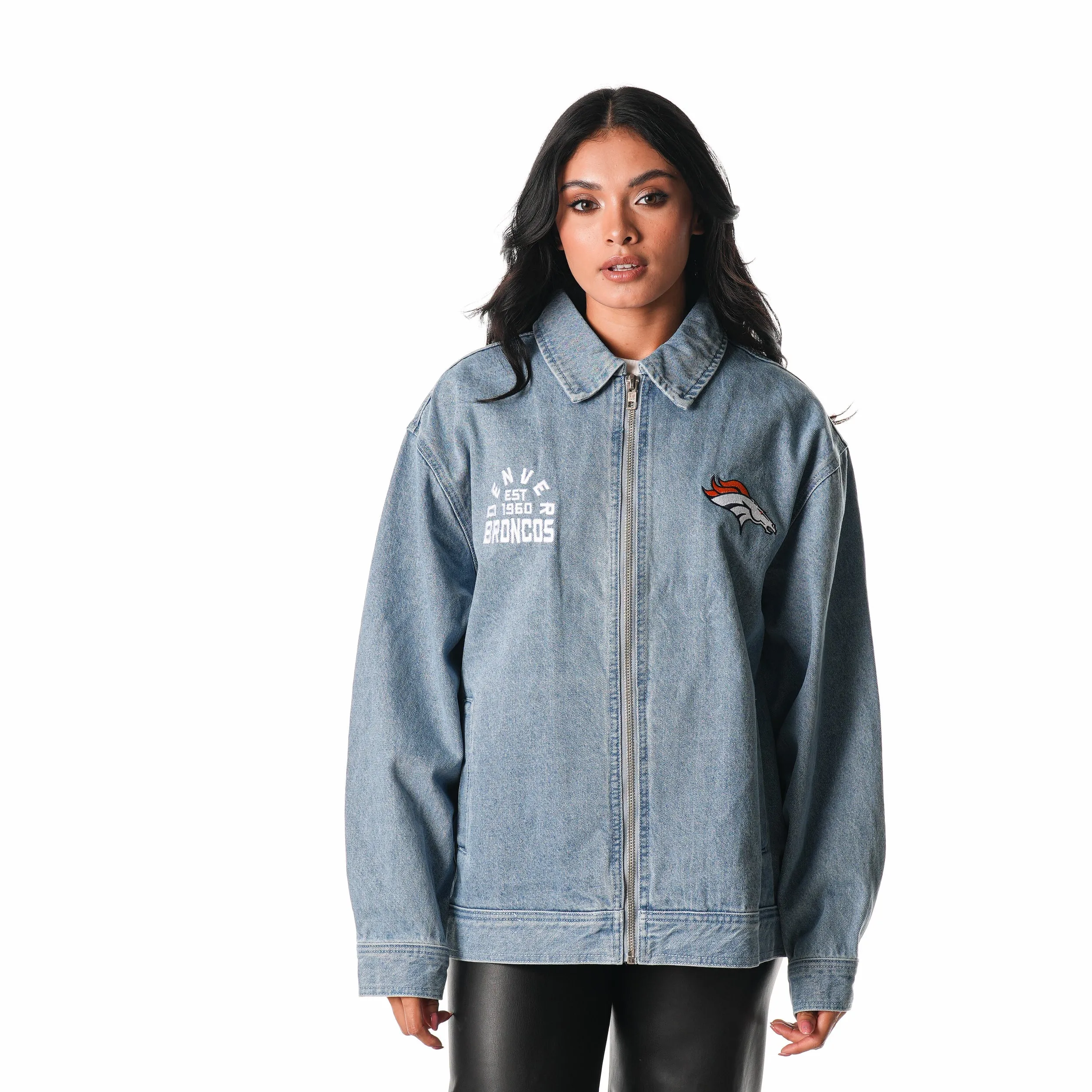 DENVER BRONCOS DENIM DENIM JACKET - BLUE