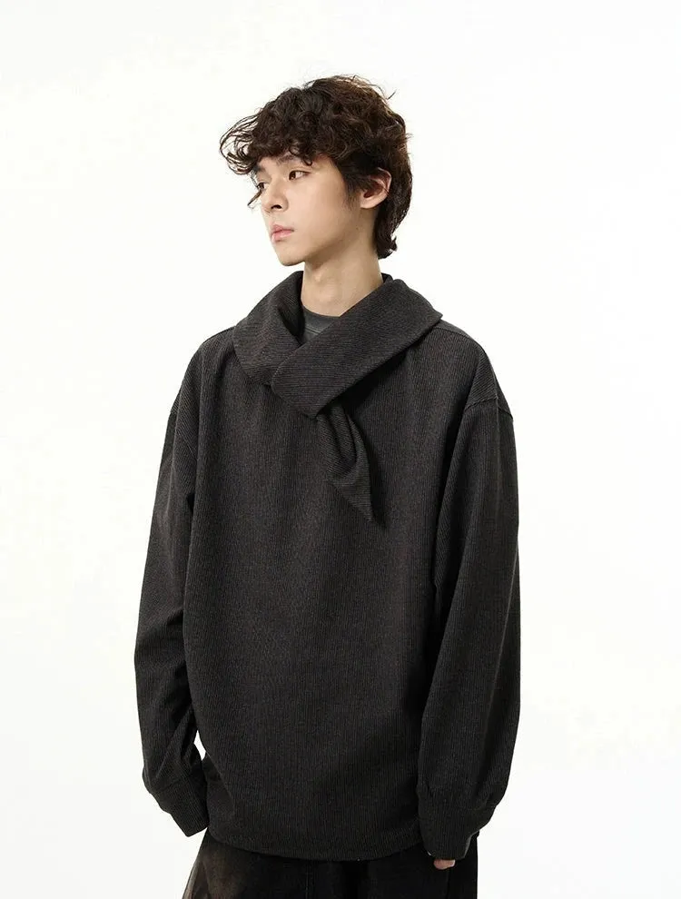 Drop Shoulder Sweatshirt with Scarf Detail