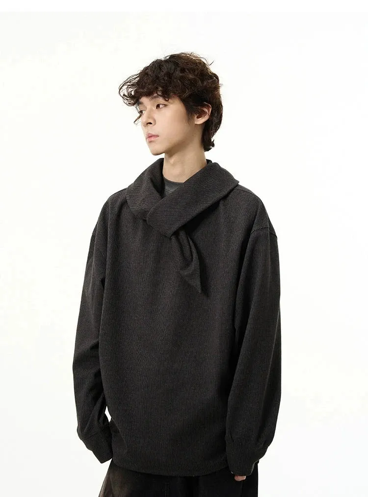 Drop Shoulder Sweatshirt with Scarf Detail