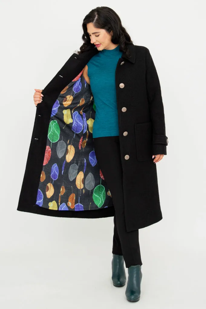 Edna Coat, Black, Boiled Wool