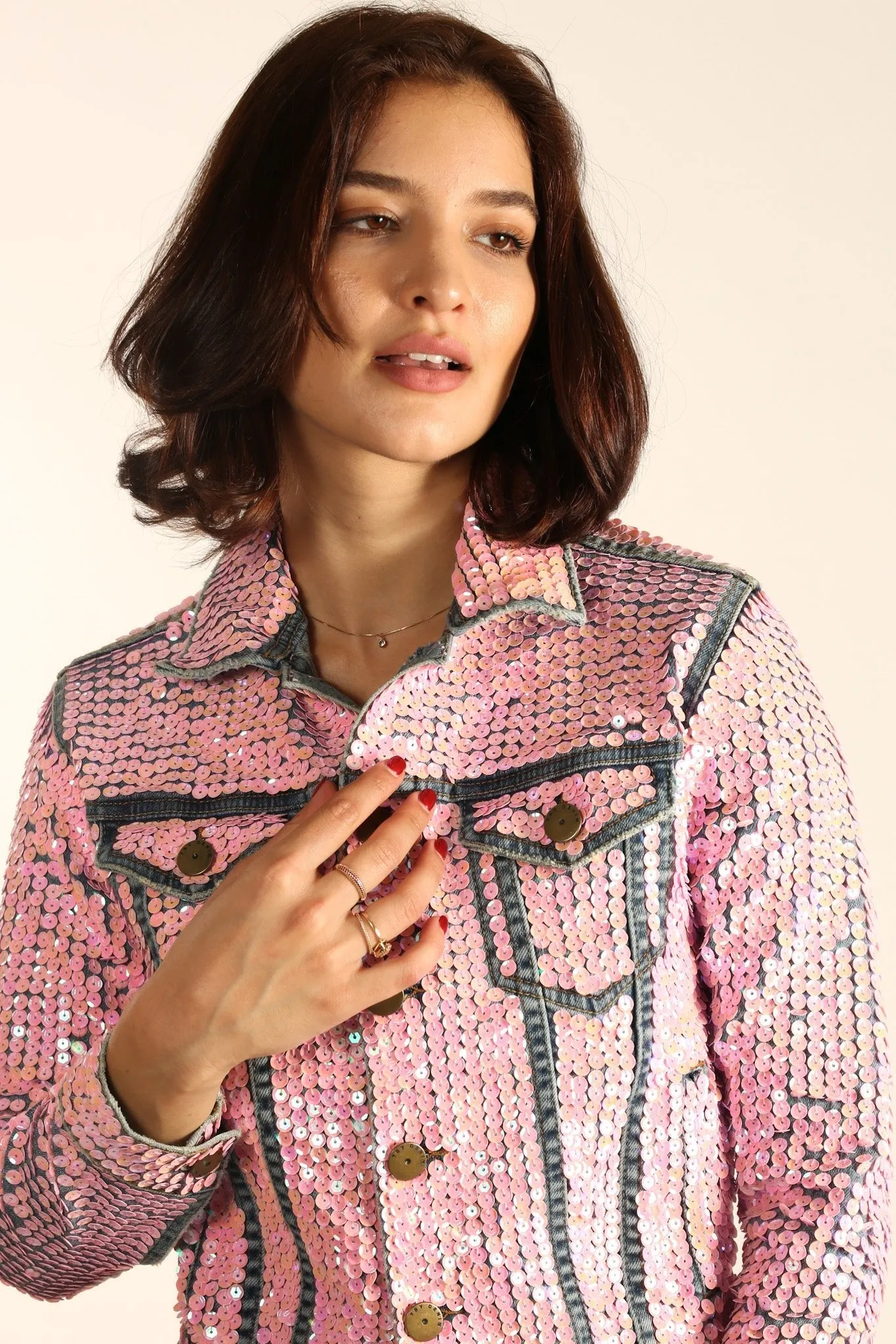 EMBROIDERED DENIM SEQUIN AMY