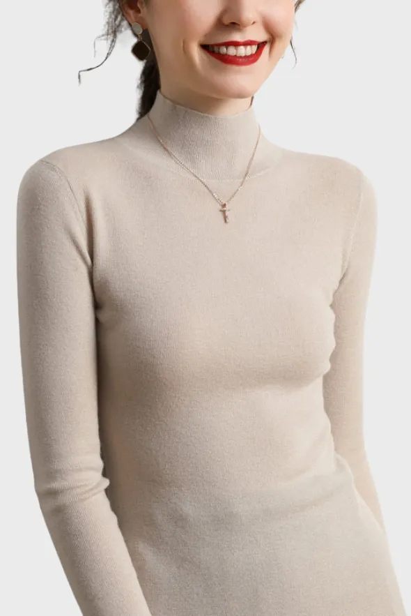 Fitted Mock-Neck Merino Sweater