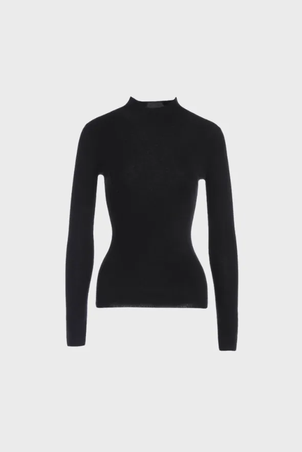 Fitted Mock-Neck Merino Sweater