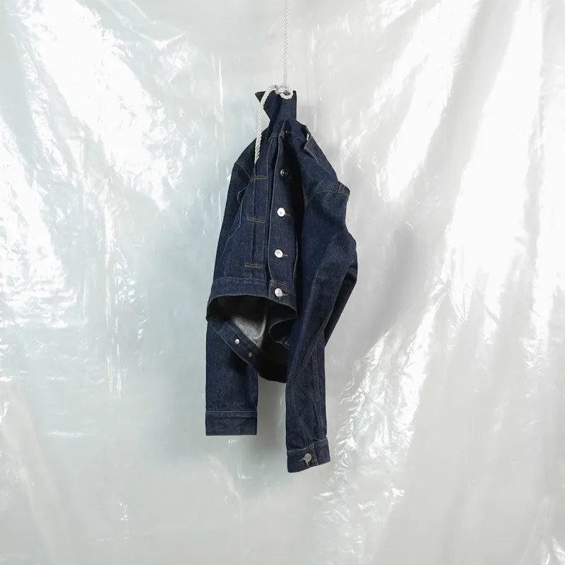 flap pocket raw denim jacket