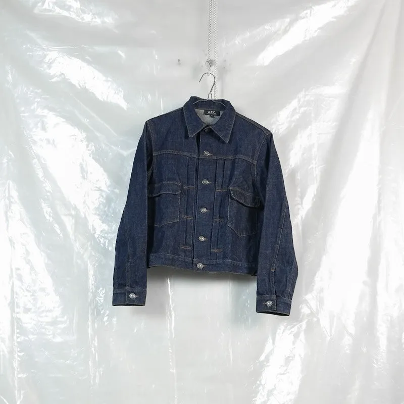 flap pocket raw denim jacket