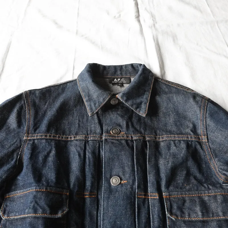 flap pocket raw denim jacket