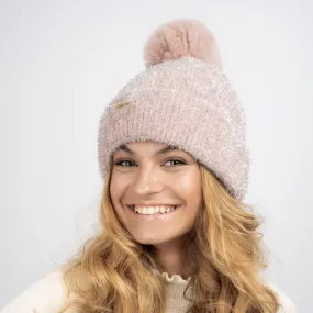 Freya Fluffy Glitter Fleece Lined Beanie - Pink