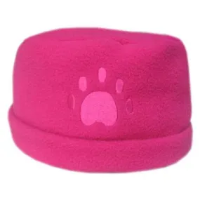 FUCHSIA Paw Print Fleece Hat