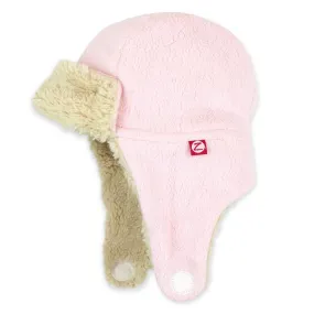 Furry Fleece Trapper Hat - Baby Pink