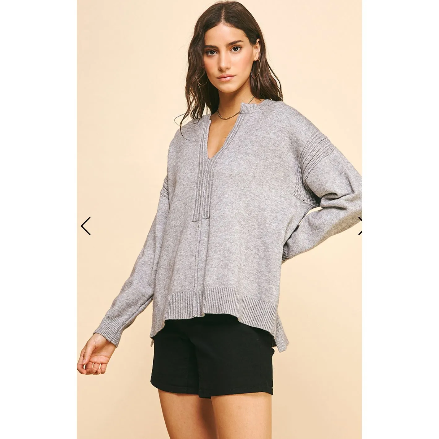 Gia Grey V-Neck PINCH Sweater