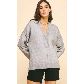 Gia Grey V-Neck PINCH Sweater