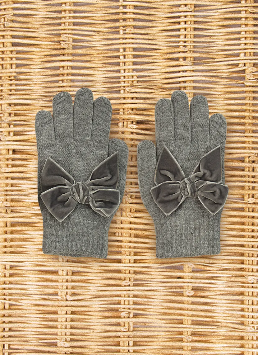 GLOVES WITH VELVET BOW