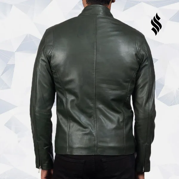 Green Biker Leather Jacket Ionic Style