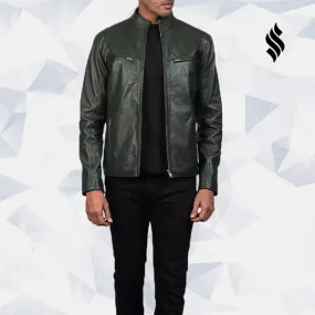 Green Biker Leather Jacket Ionic Style