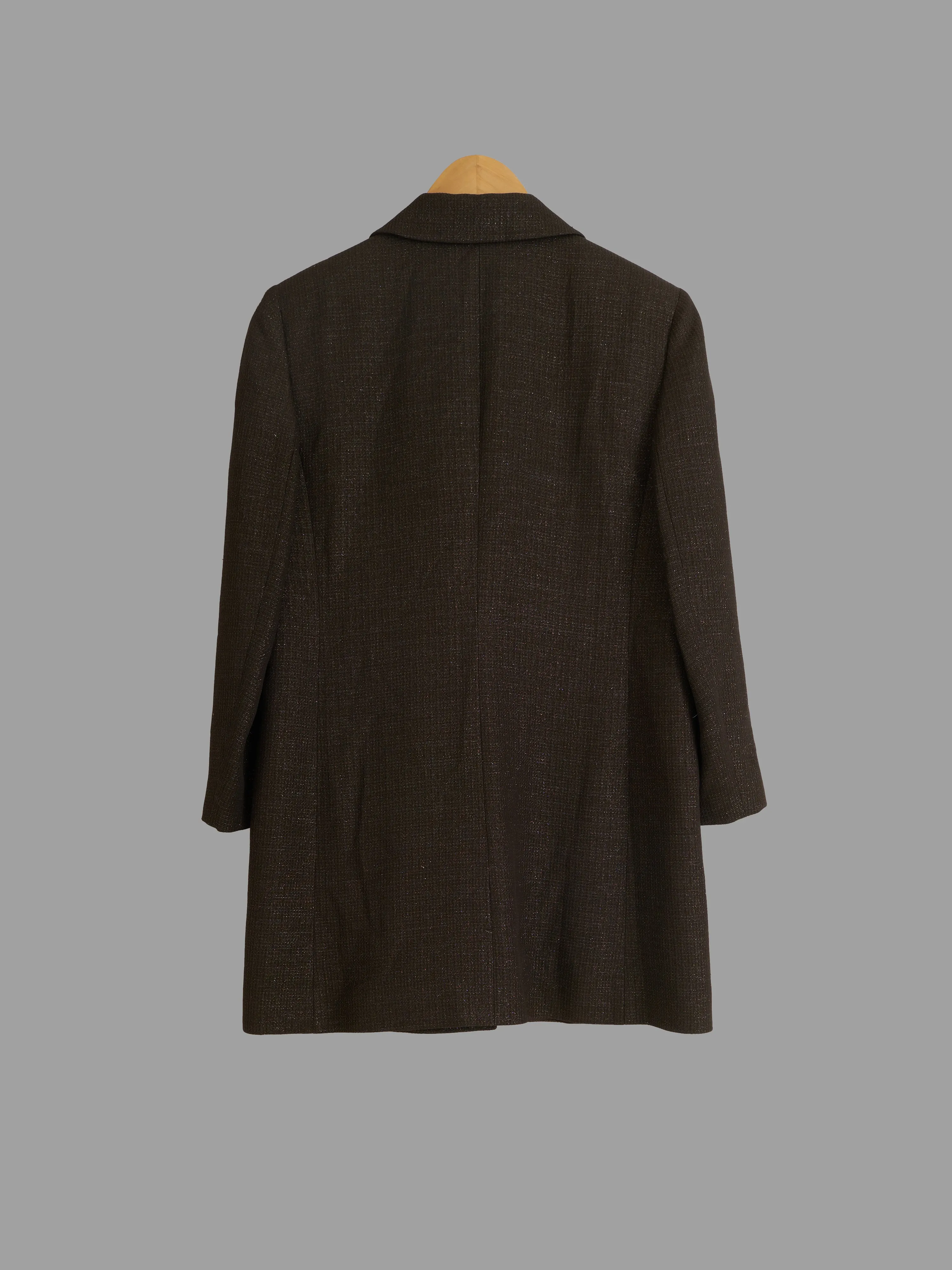 Hanae Mori Week-End brown wool blend single button coat - womens size 40