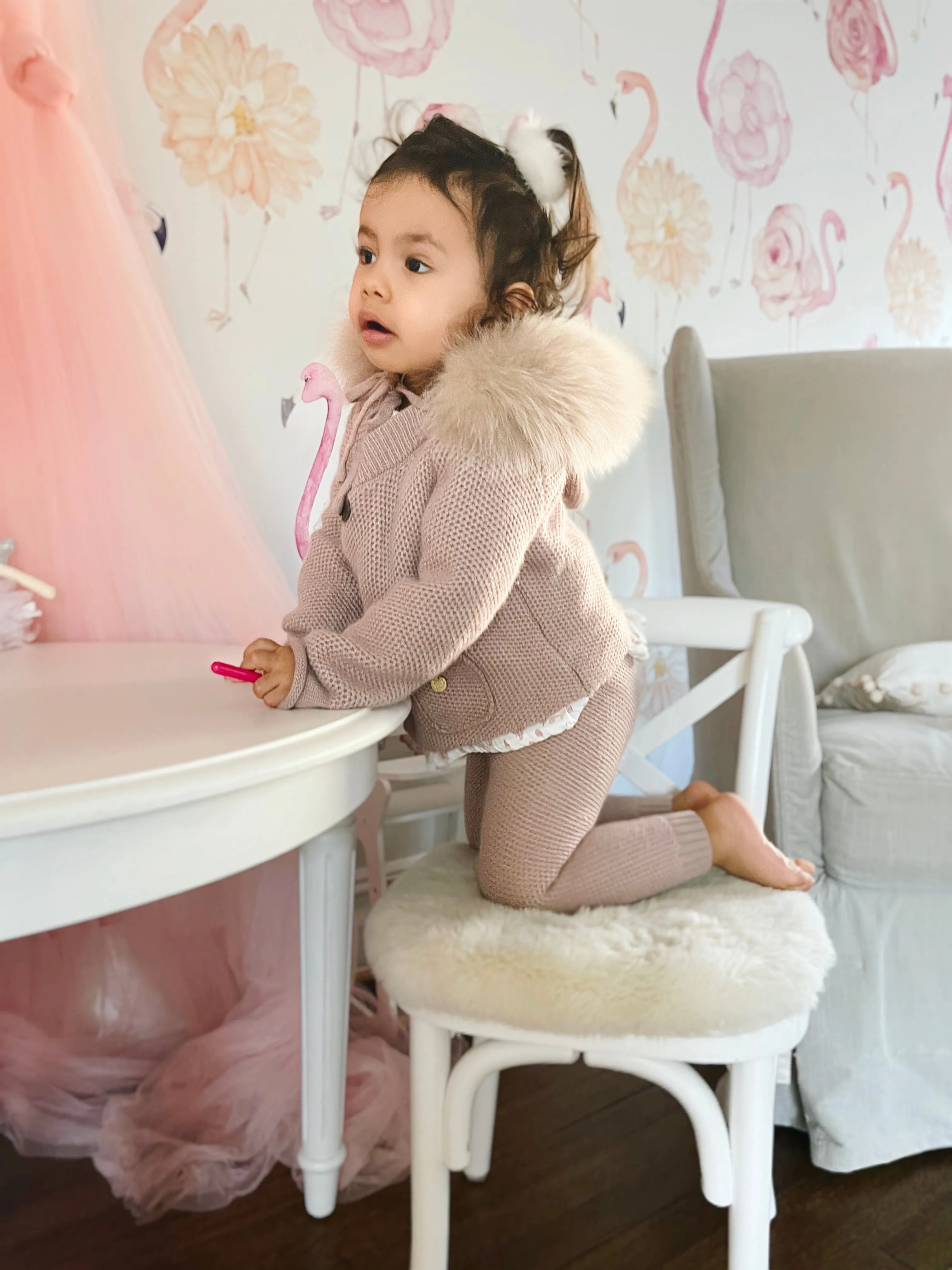 Honeycomb Dusty Pink Cashmere Pram Coat