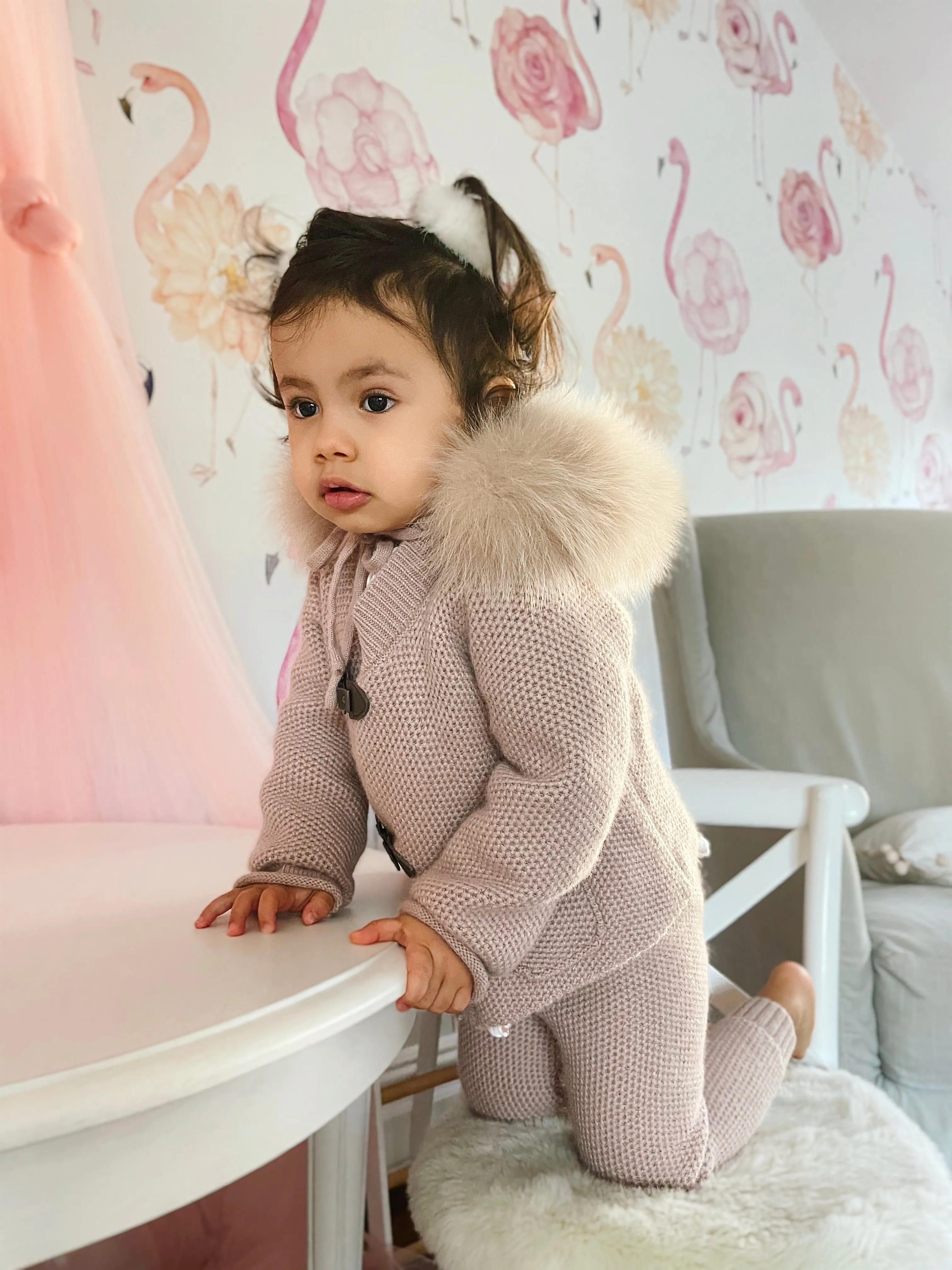 Honeycomb Dusty Pink Cashmere Pram Coat