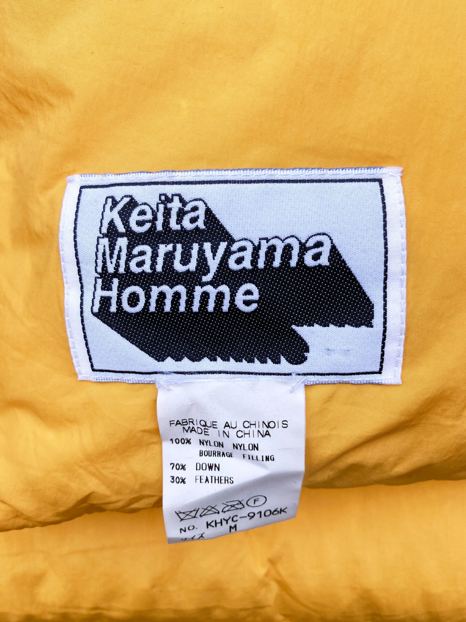 Keita Maruyama Homme yellow nylon down puffer scarf