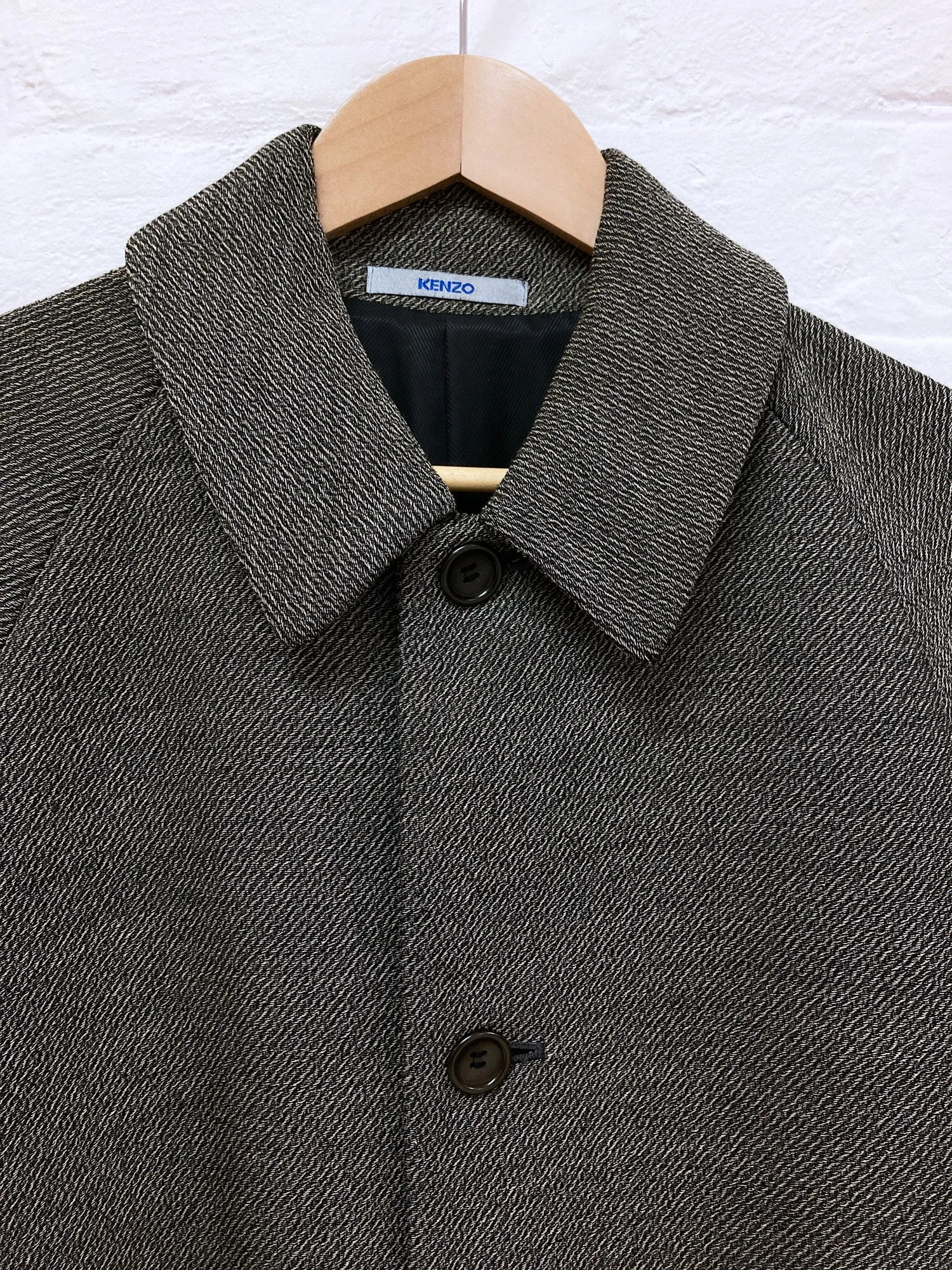 Kenzo Homme 1990s textured grey wool nylon mackintosh coat - mens 3 L M