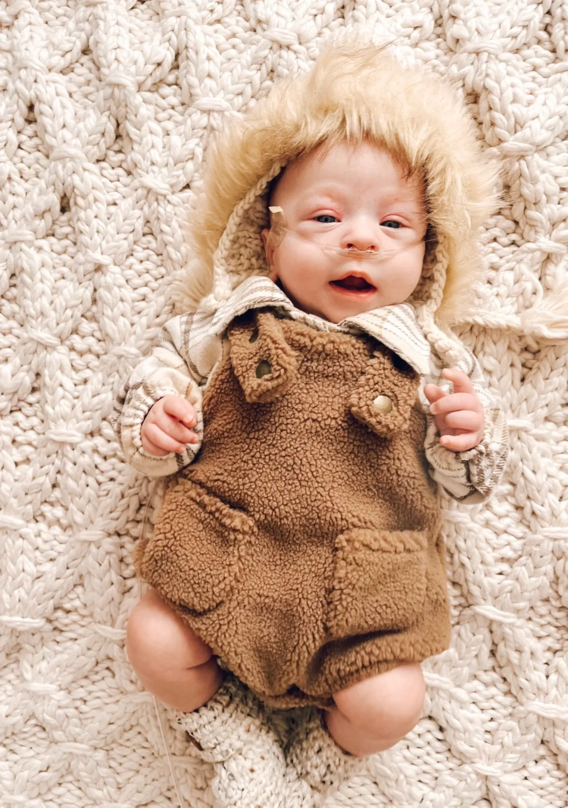 Kids Brown Teddy Bear Suspender Romper