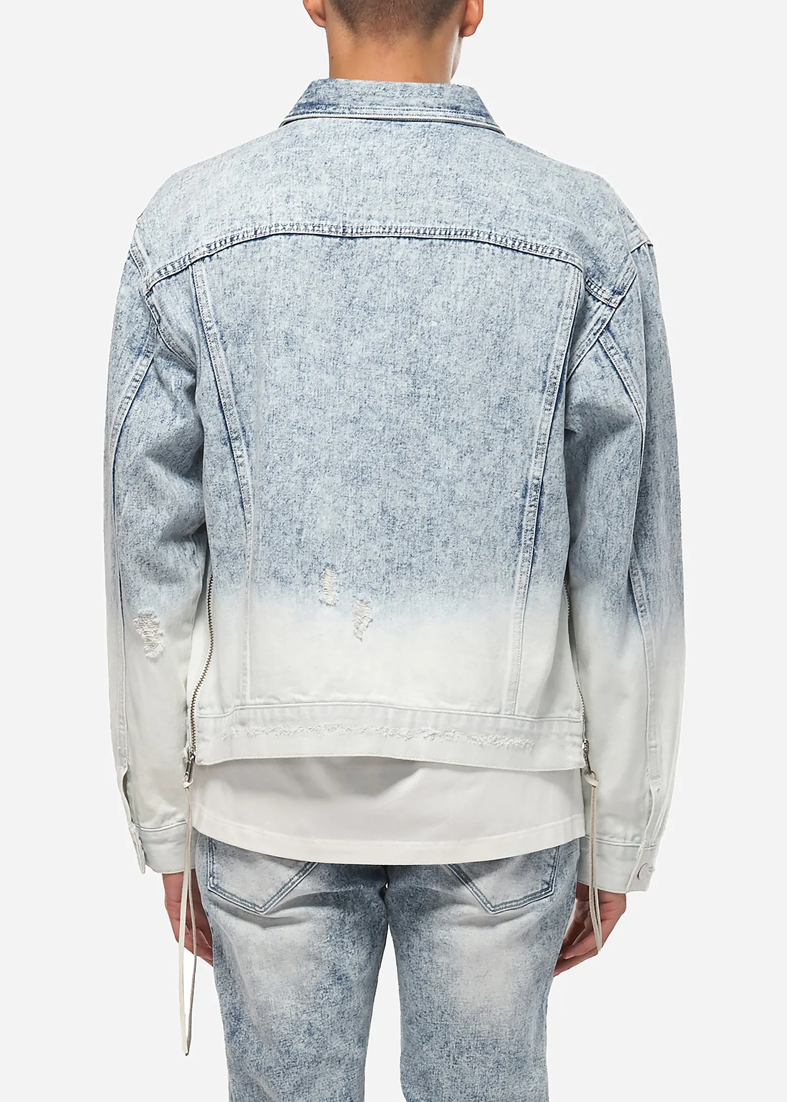 Konus Men's Denim Trucker Jacket with Ombre Bleaching