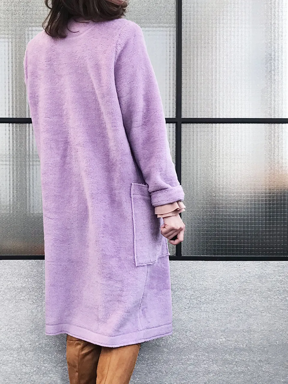 Last Chance! Catmint Purple Merino Wool A-Line Coat