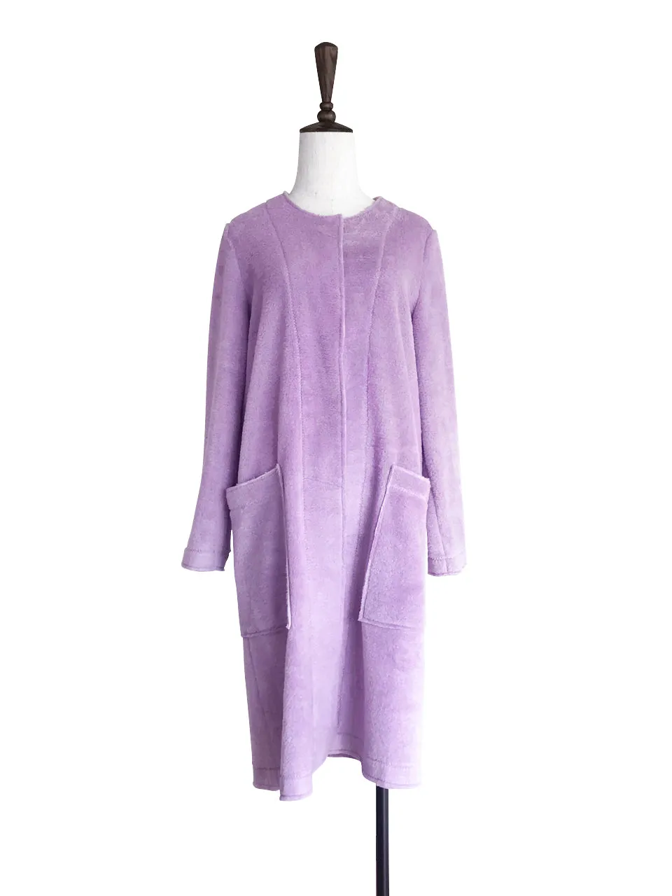 Last Chance! Catmint Purple Merino Wool A-Line Coat