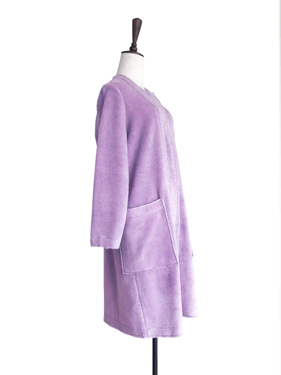 Last Chance! Catmint Purple Merino Wool A-Line Coat