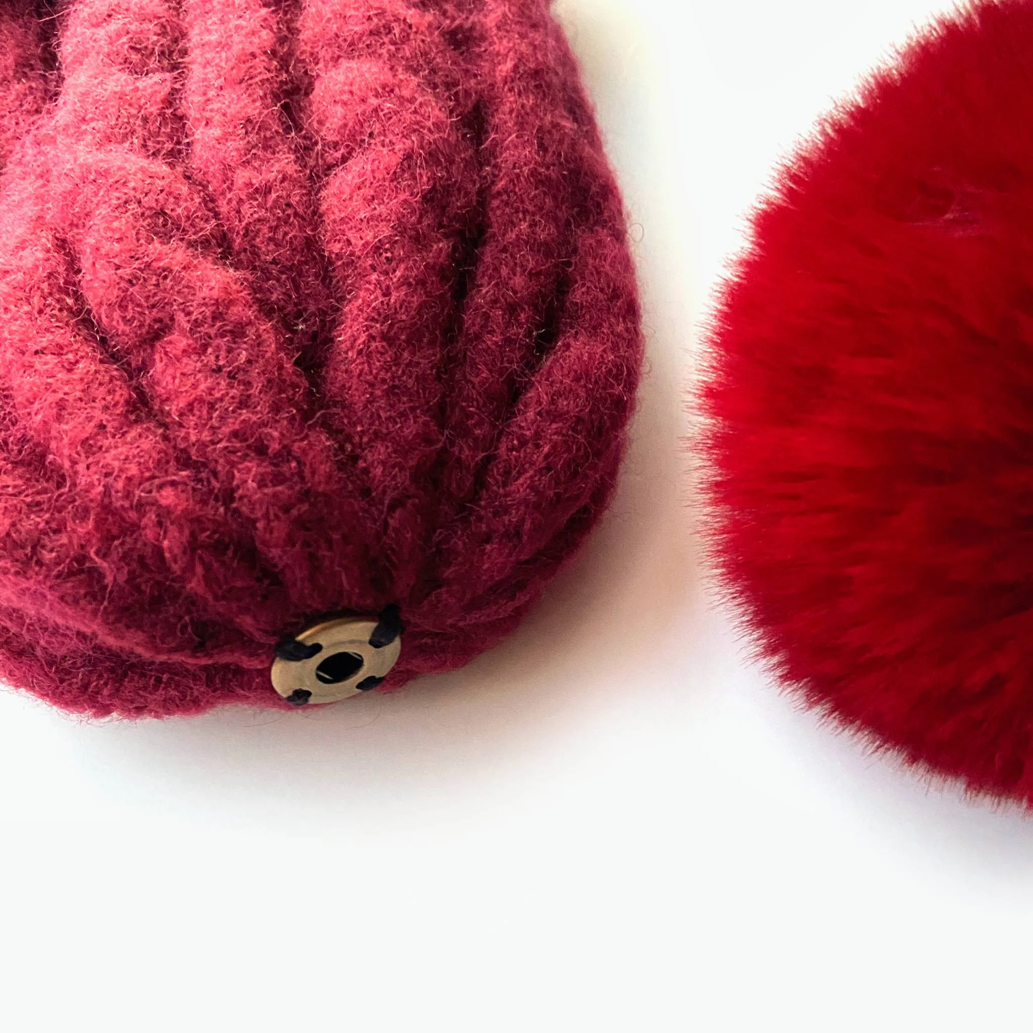 Laura Satin Lined Beanie With Detachable Pom - Ruby Red