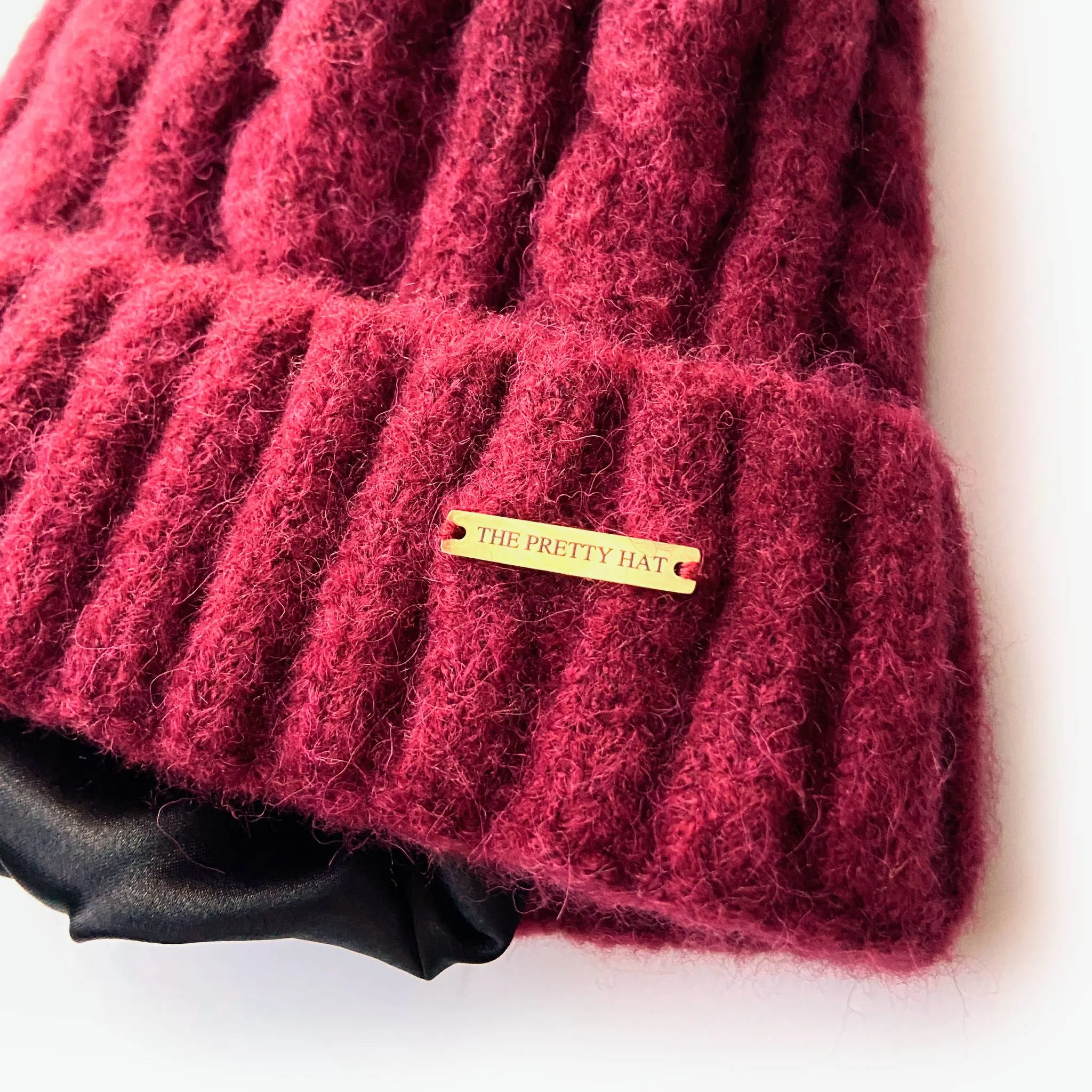 Laura Satin Lined Beanie With Detachable Pom - Ruby Red