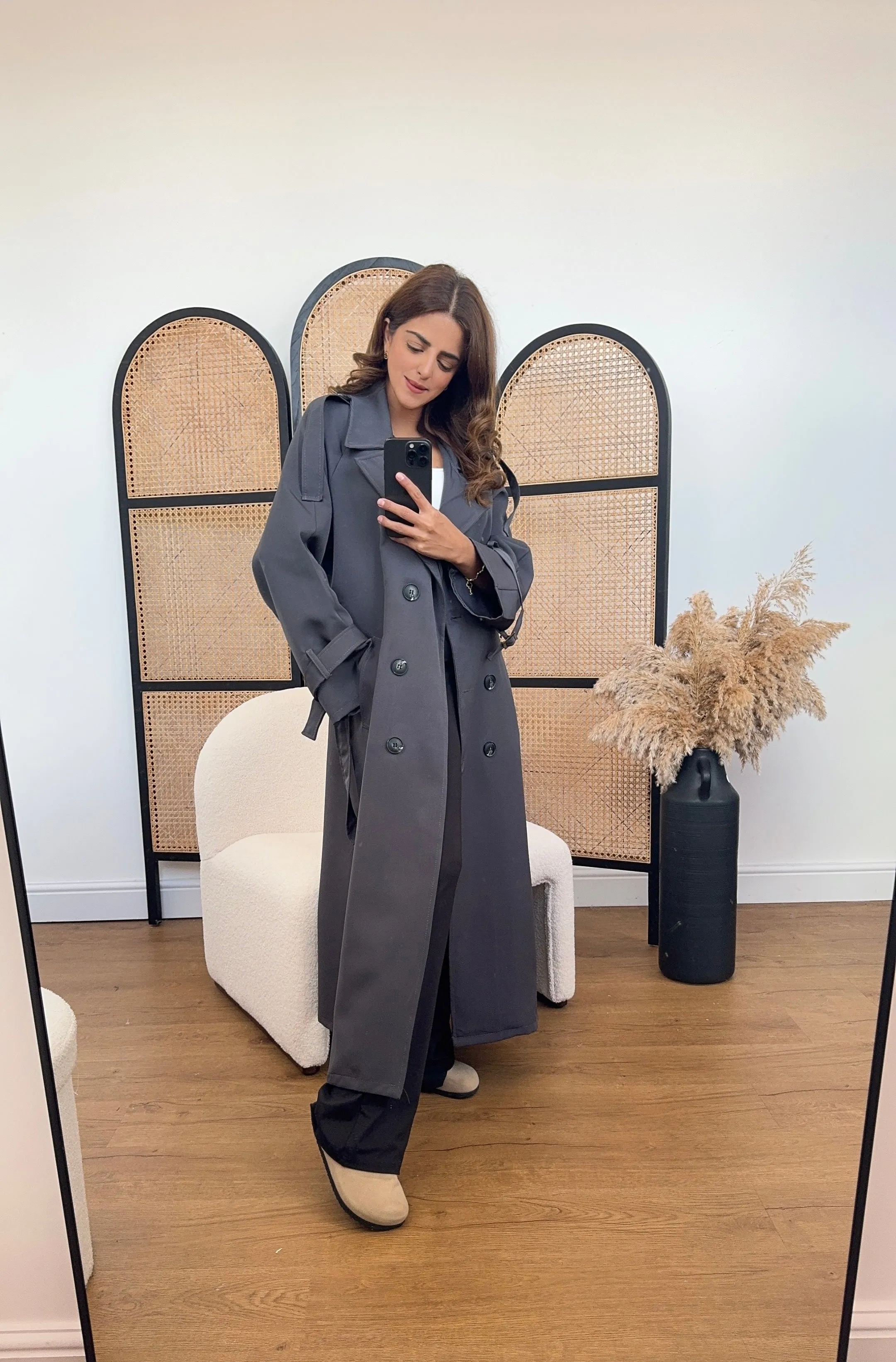 Leta Trench Coat in charcoal