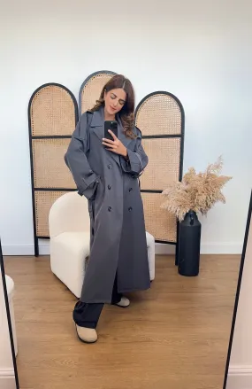 Leta Trench Coat in charcoal