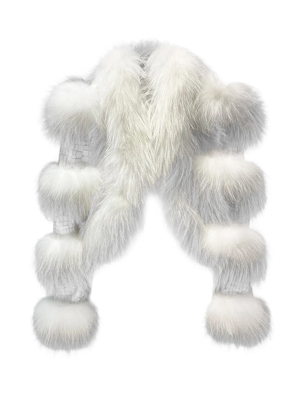 LITALY Fur Trim Leather Jacket in White