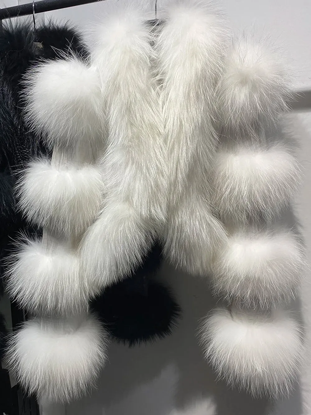 LITALY Fur Trim Leather Jacket in White