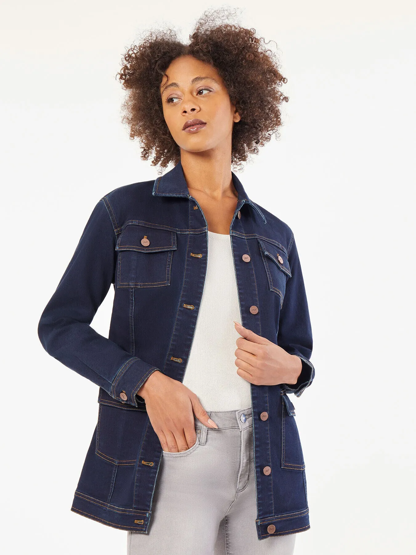 Long Tie-Waist Denim Jacket