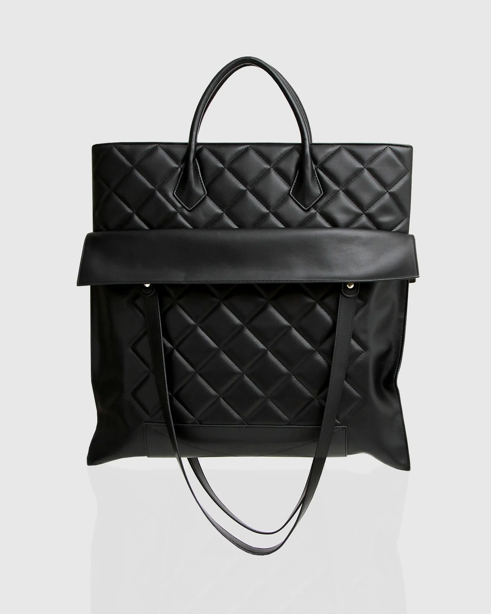 Lost Lovers Quilted Leather Tote - Black