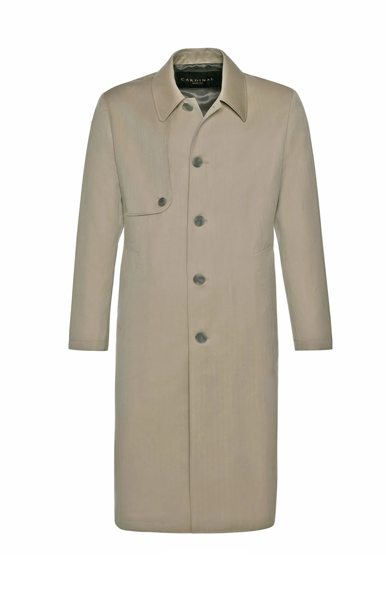 MAN-RAY KHAKI HERRINGBONE WOOL TRENCH COAT