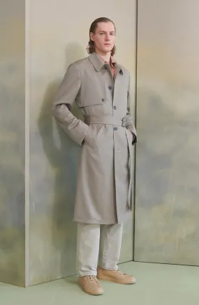 MAN-RAY KHAKI HERRINGBONE WOOL TRENCH COAT