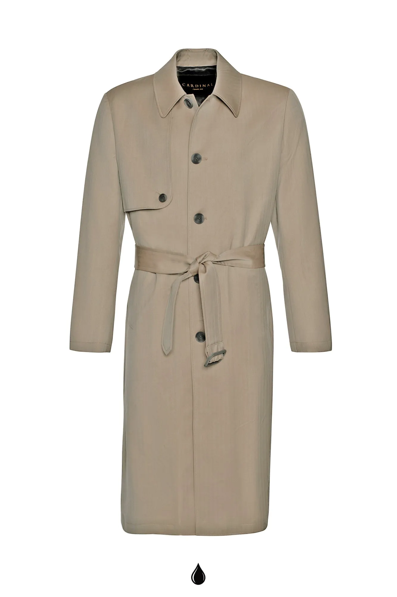 MAN-RAY KHAKI HERRINGBONE WOOL TRENCH COAT