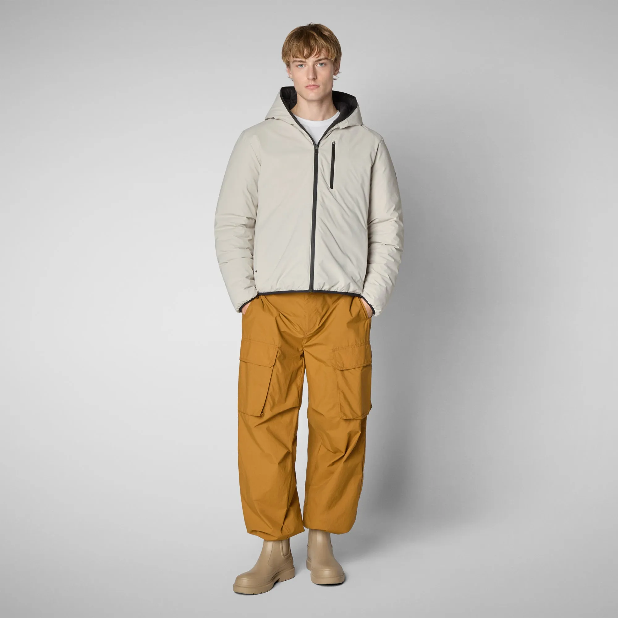 Man's animal free jacket Ezra in rainy beige