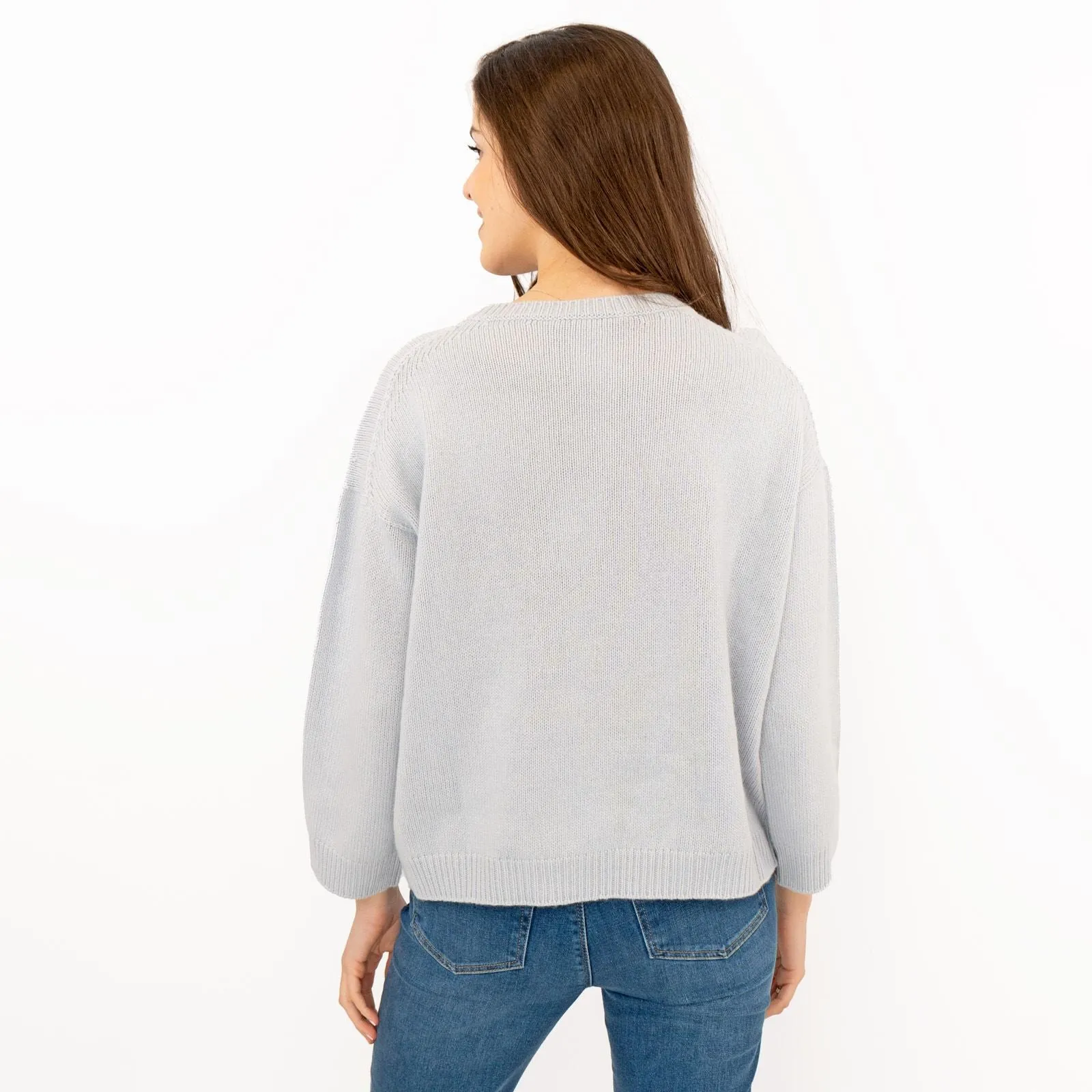 Max Mara Weekend Zoraide Pastel Soft Blue Cashmere Wool Jumpers with Silk