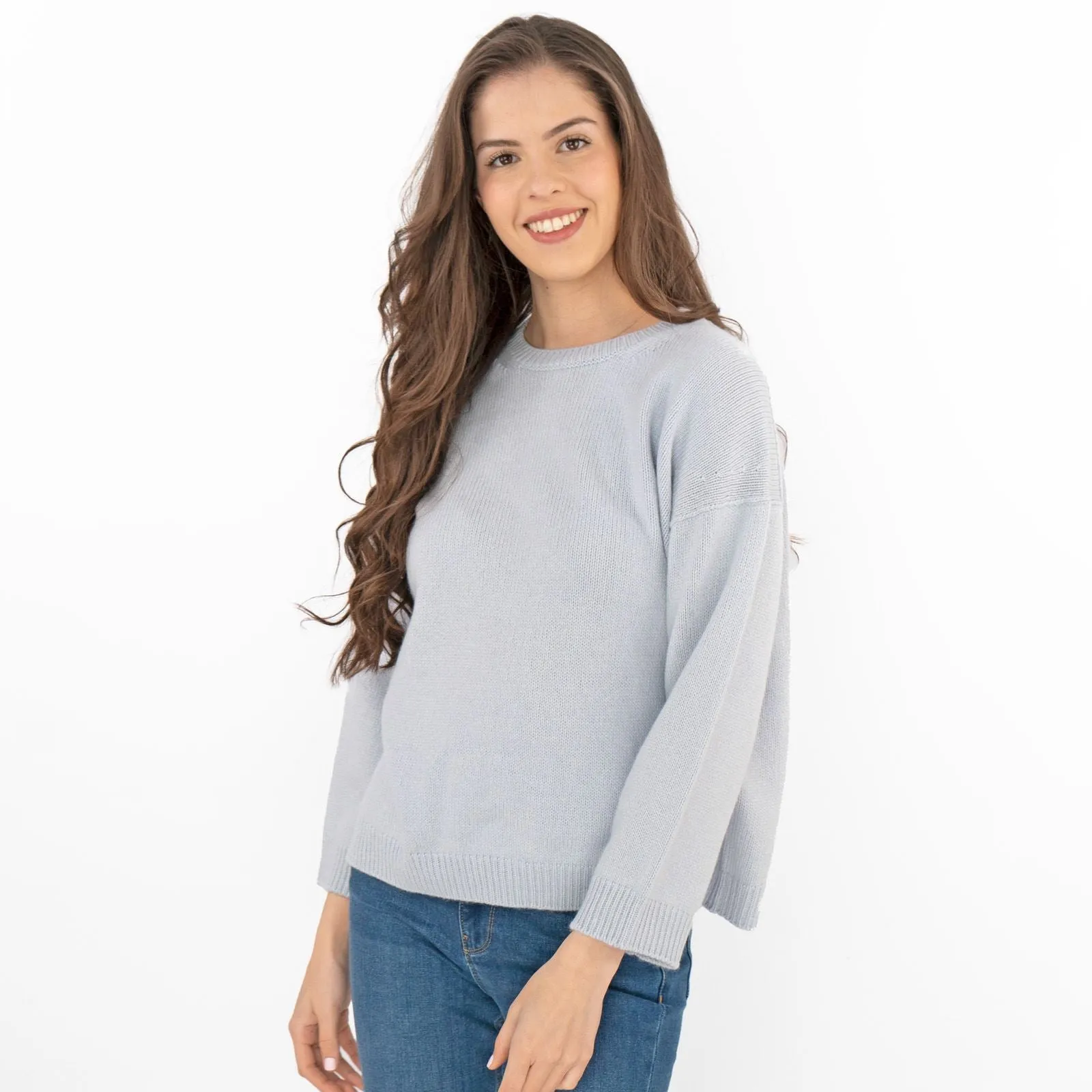 Max Mara Weekend Zoraide Pastel Soft Blue Cashmere Wool Jumpers with Silk