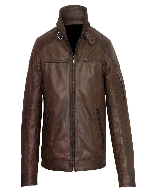 Men Dark Brown Leather Jacket