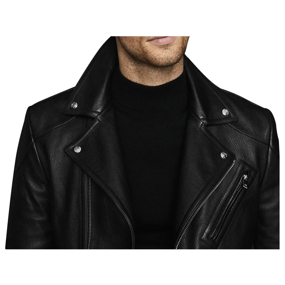 Men Fashion Biker Jacket Three Pocket Zipper