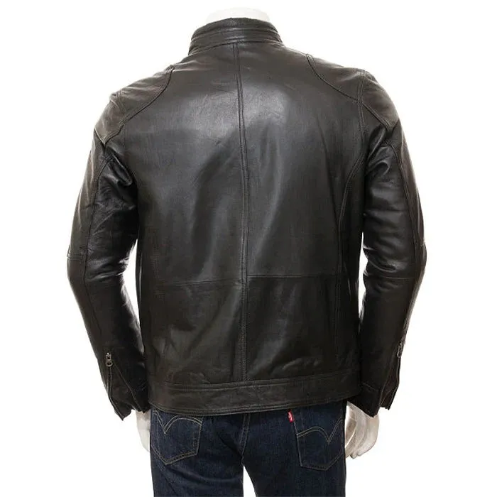 Men's Black Leather Motorcycle Jacket