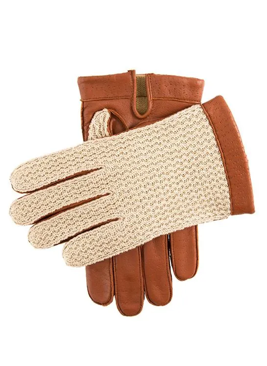 Men’s Crochet-Back Lined Imitation Peccary Leather Driving Gloves