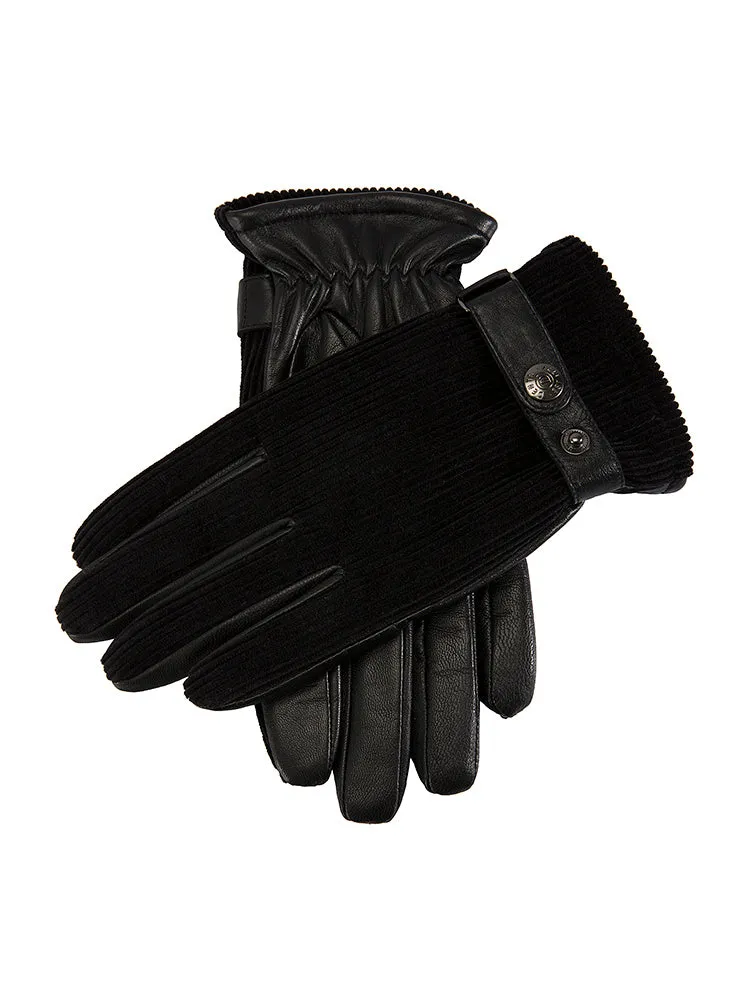 Men's Fleece-Lined Corduroy and Leather Gloves