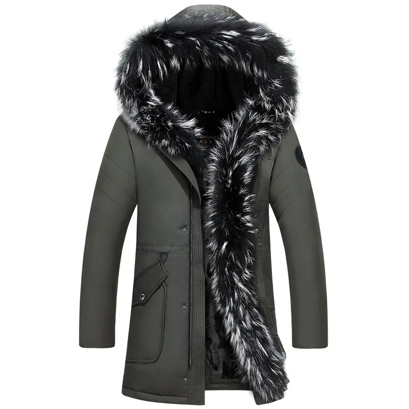 Men's Winter Fur Hooded Down Jacket