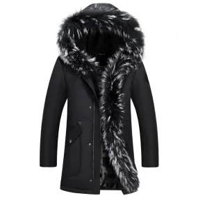 Men's Winter Fur Hooded Down Jacket